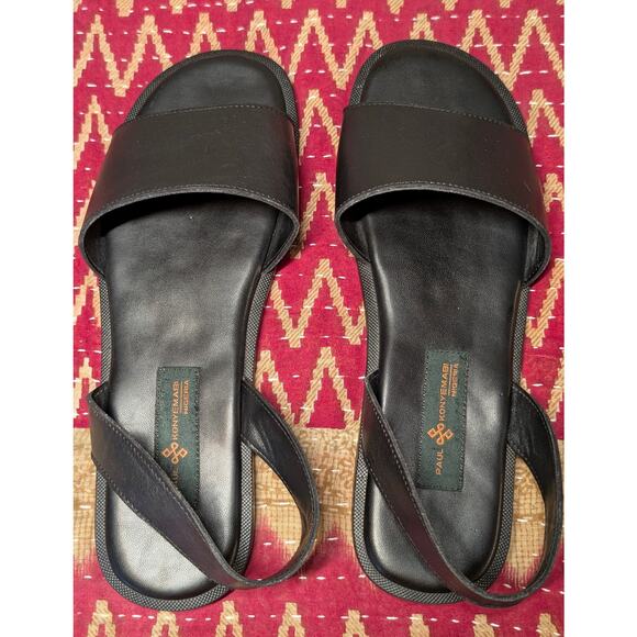 Paul Konyemabi Black Leather Slingback Sandals Men 11 Minimalist Boho Luxe Flat main image 10